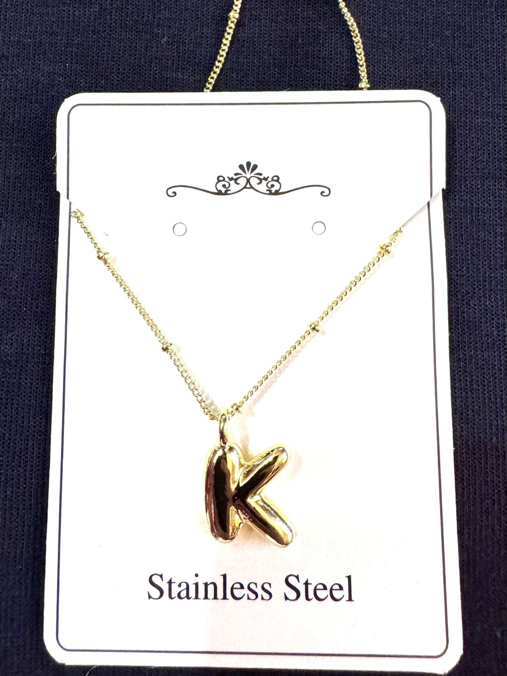 Gold Initial K Pendant Necklace - Stainless Steel